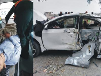 جی ٹی روڈ فتح اللہ سٹاپ کے قریب کار کو حادثہ، ڈرائیور زخمی