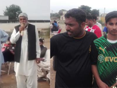 دومیل سپر لیگ میں میزبان سابق چیئرمین یوسی تھٹہ عجب خان اعوان شائقین کا شکریہ ادا کر رہے ہیں 