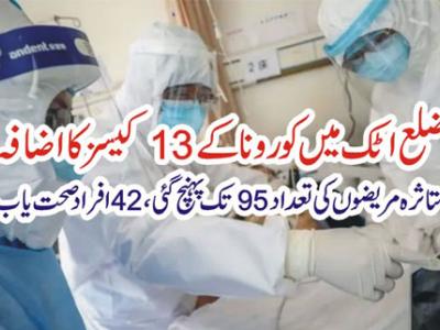 ضلع اٹک میں مزید13 کورونا کیسز رپورٹ، تعداد95 تک پہنچ گئی 